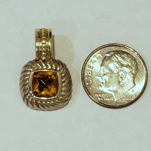 **SOLD**David Yurman Petite Albion Citrine Cable Pendant Sterling Sliver & 14k - Picture 4 of 7